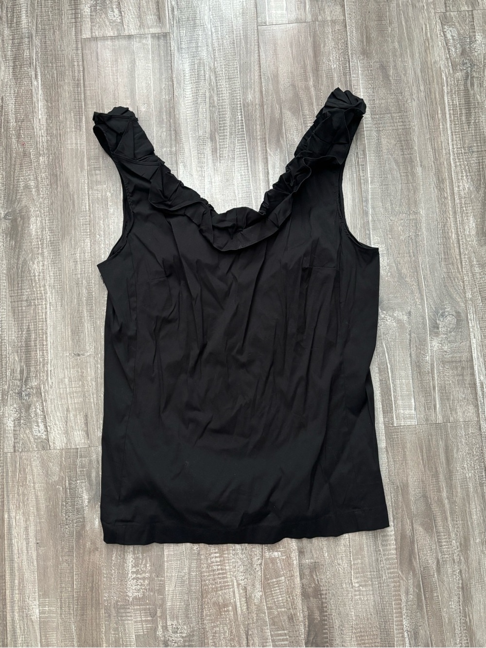 Ann Taylor Black Ruffle-Trim Camisole